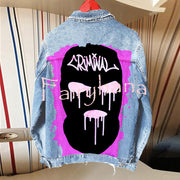 Halloween Print Long Sleeve Denim Jacket