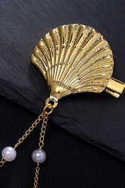 Elegant Pearl Tassel Shell Hairpin