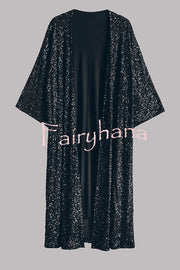 Disco Glamour Sequin Bell Sleeve Kimono