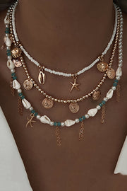 Holiday Style Conch and Starfish Stacking Necklace