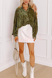 Solid Color Velvet Light-sensitive Drape Loose Shirt