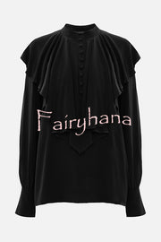 Court-style Draped Ruffled Elegant Chiffon Blouse