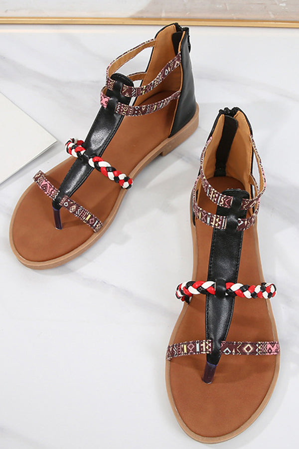 Bohemian Ethnic Style Patchwork Flat Sandals