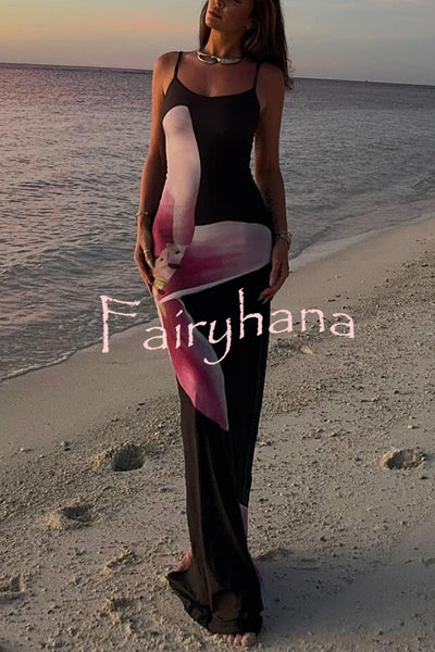 Romantic Beginnings Lily Floral Slip Stretch Vacation Maxi Dress