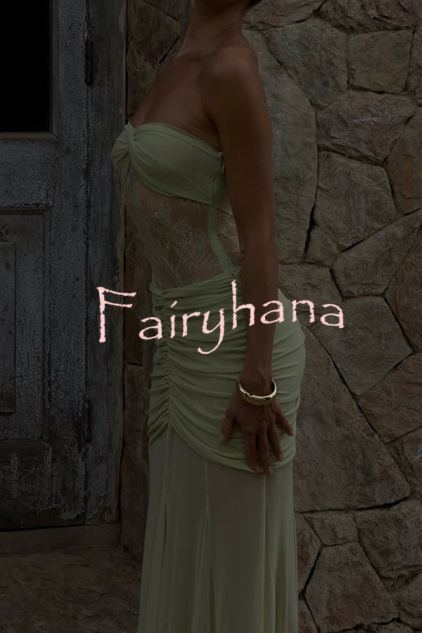 Fashion Lace Splicing Sexy Sleeveless Off-shoulder Slim Maxi Dress