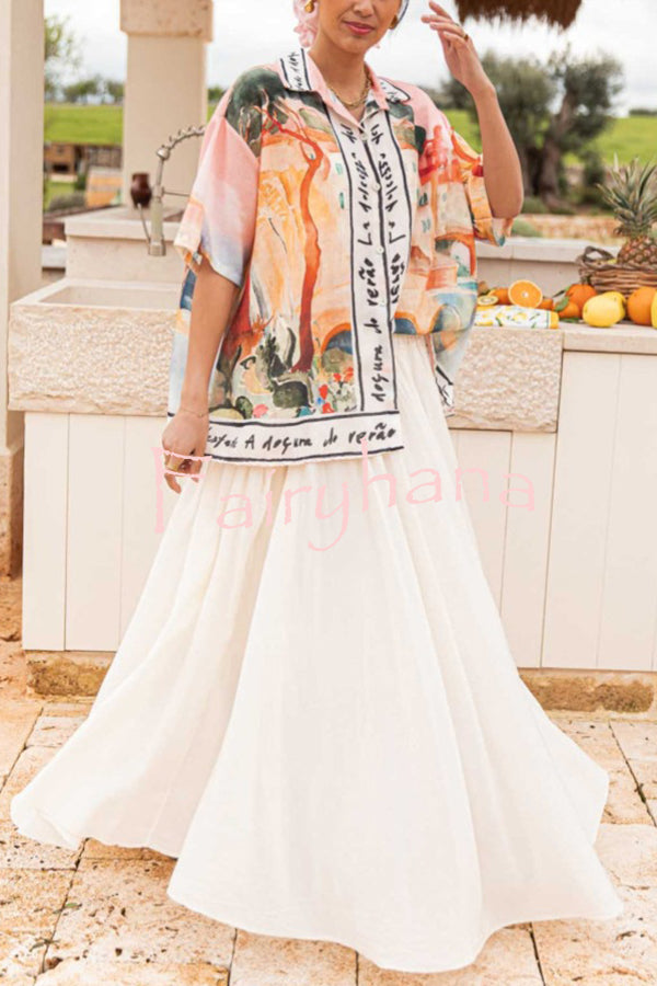 Unique Print Lapel Short Sleeve Vacation Casual Shirt