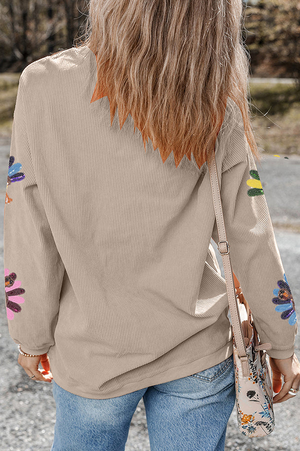 Colorful Turkey Sequin Print Loose Long-sleeved Sweatshirt