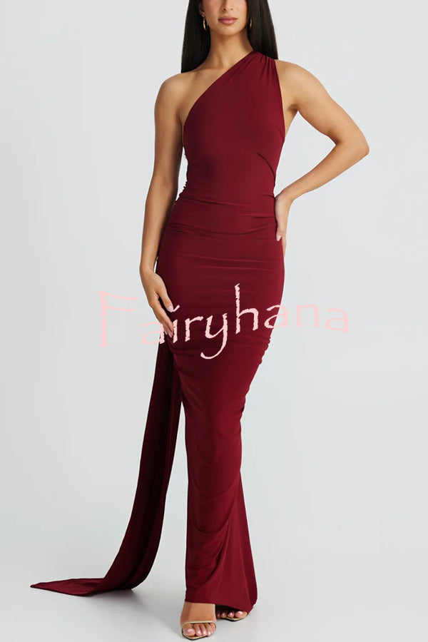 Sexy Backless Pleated Slim Solid Color Sleeveless Elegant Maxi Dress