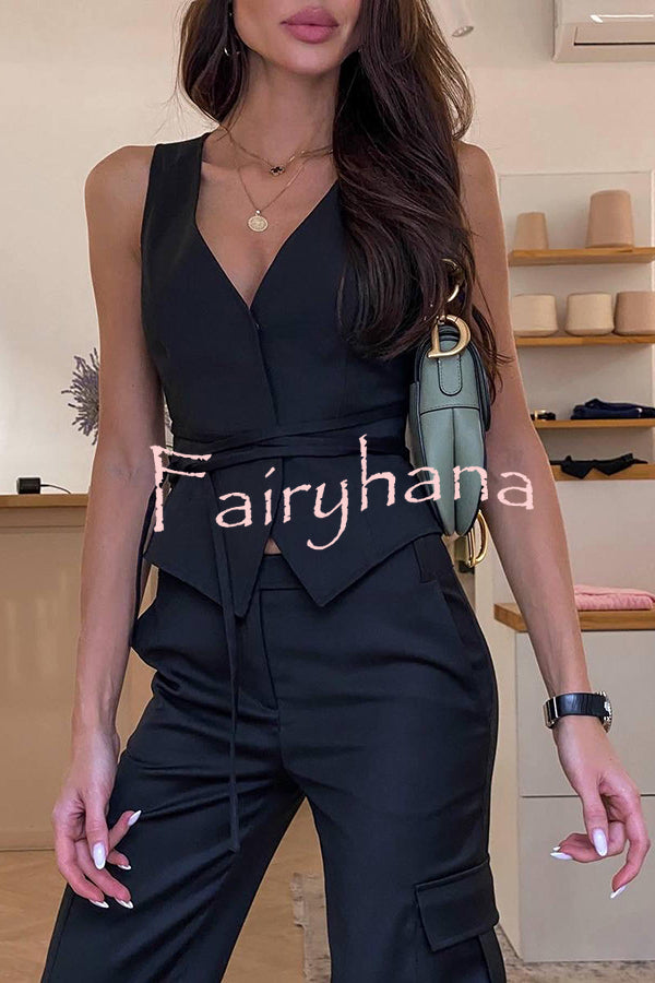Gentleman or Lady Style Button Up Waist Strap Vest