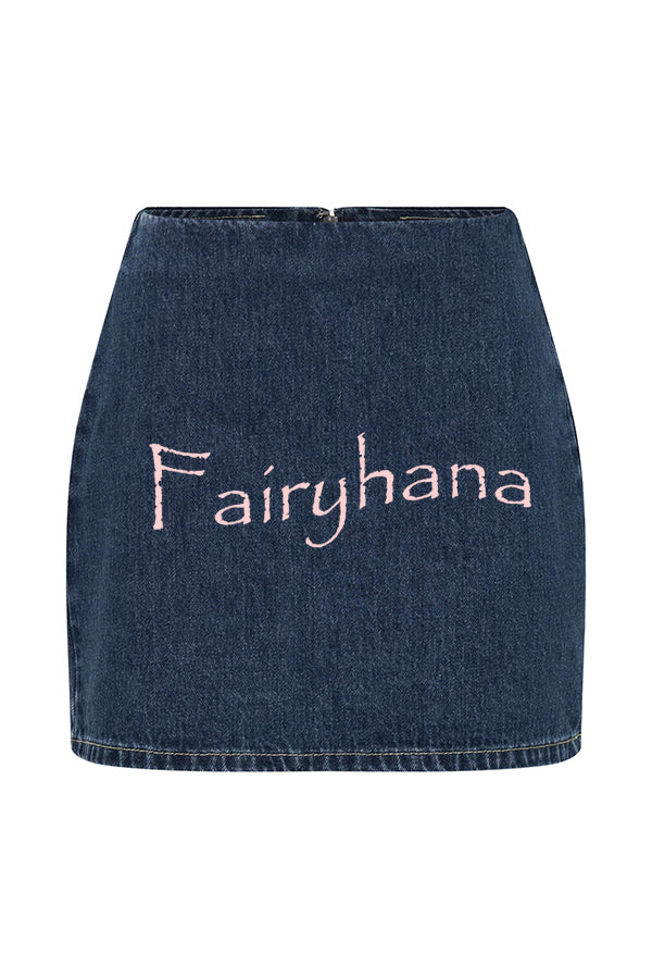 Modern Flavor Denim High Rise Back Zipper A-line Stretch Mini Skirt