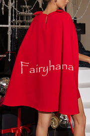 Dear Me Bow Detail Cape Pocket H-line Mini Dress