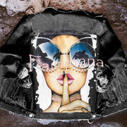 Halloween Print Long Sleeve Denim Jacket