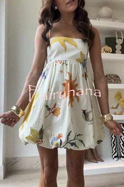 Amayah Unique Print Cloud-shaped Hem Babydoll Slip Mini Dress