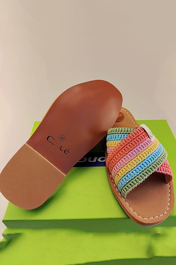 Holiday Cross Strap Woven Slippers