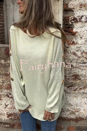 Solid Color Round Neck Hollow Long Sleeve Loose Knitted Sweater