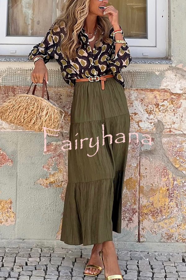 Unique Printed Lapel Button-down Loose Casual Shirt
