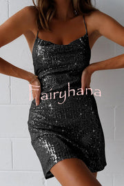 Tamika Suspender High Waist Sequin Mini Dress