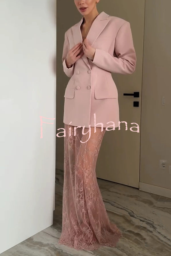 Elegant Lace See-through Fishtail Maxi Skirt