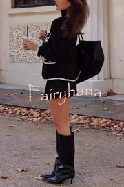 Fashionable Contrast Color Long Sleeve Button-decorated Casual Jacket