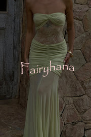 Fashion Lace Splicing Sexy Sleeveless Off-shoulder Slim Maxi Dress