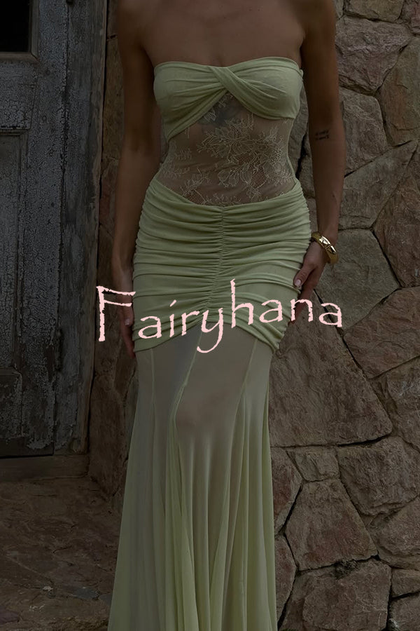 Fashion Lace Splicing Sexy Sleeveless Off-shoulder Slim Maxi Dress