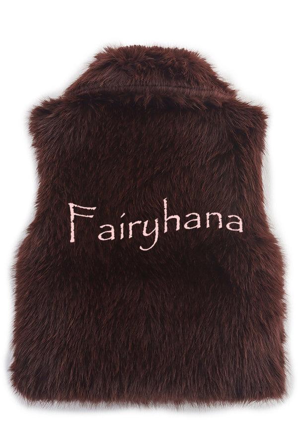 Stylish Collared Sleeveless Short Faux Fur Vest