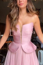 Fantasy Fairy Pleated Corset Chiffon Hem Strapless Maxi Dress