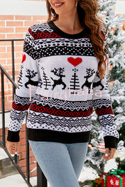 Christmas Print Crew Neck Long Sleeve Sweater