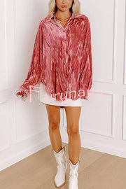 Solid Color Velvet Light-sensitive Drape Loose Shirt