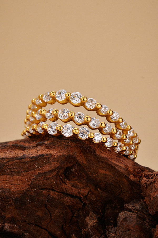 Fashionable Three-layer Micro-paved Zircon Ring