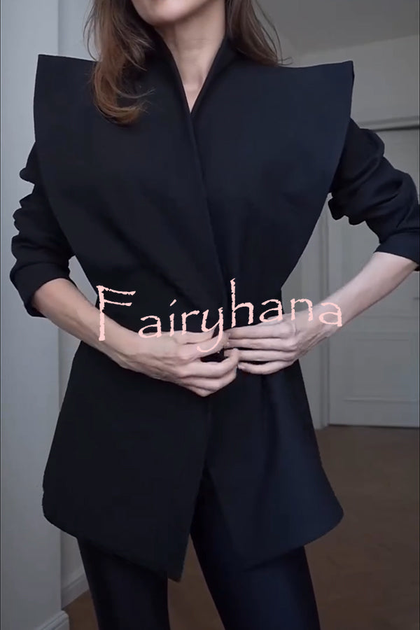 Fashionable Pioneer Stand V-neck Split Sleeve Loose Blazer