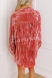 Solid Color Velvet Light-sensitive Drape Loose Shirt