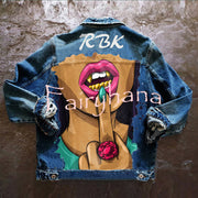 Halloween Print Long Sleeve Denim Jacket
