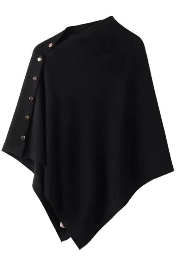 Women Cashmere Knit Shrug Bolero Side Button Detail Lightweight Shawl  Poncho