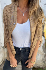 Fashion Hollow Knitted Half Sleeve Loose Cardigan