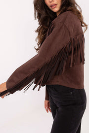 Fashion Lapel Long Sleeve Tassel Decorated Loose Coat