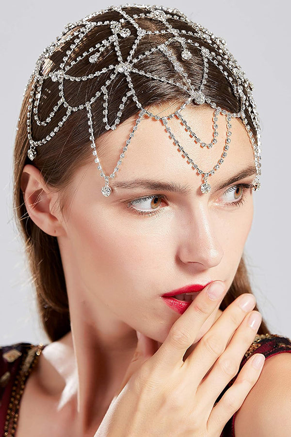 Rhinestone Tassel Mesh Headband