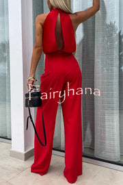 Fashionable Solid Color Sleeveless Hollow Slim Fit Jumpsuit