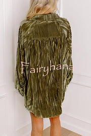 Solid Color Velvet Light-sensitive Drape Loose Shirt