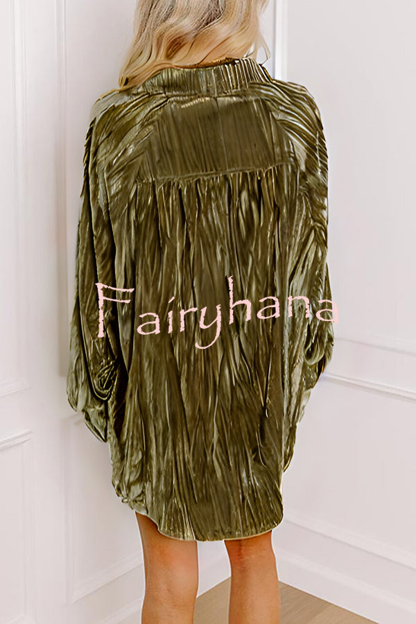 Solid Color Velvet Light-sensitive Drape Loose Shirt