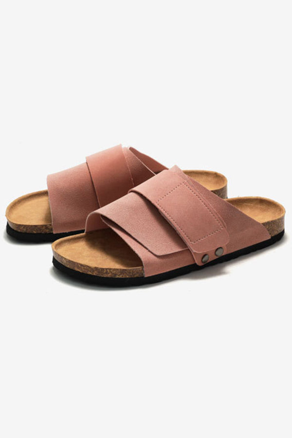 Frosted Leather Beach Slip-on Sandals