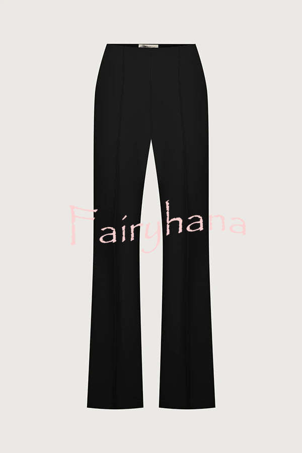 Solid Color Off-the-shoulder Single-breasted Top and Casual Pocket Straight-leg Pants Set