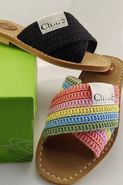 Holiday Cross Strap Woven Slippers