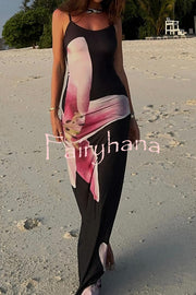 Romantic Beginnings Lily Floral Slip Stretch Vacation Maxi Dress