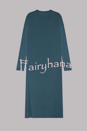 The Bedisse Cotton Blend Long Sleeve Relaxed Slit Midi Dress