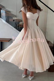 Elegant Sleeveless Waist-cinching Tulle Full-hem Maxi Dress