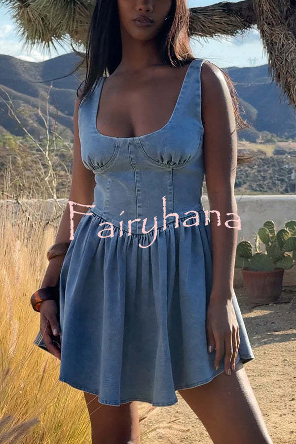 Fashion Slim-fit Stretch-strap Denim Mini Dress