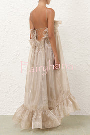 By The Sea Organza Ruffle High Low Hem Slip A-line Maxi Dress