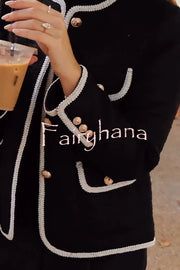 Fashionable Contrast Color Long Sleeve Button-decorated Casual Jacket
