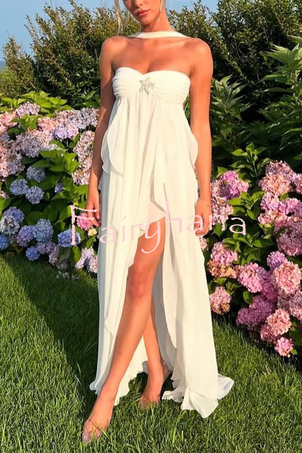 Resort Style Romantic Ruffles Open Back Stars Decorated Beach Maxi Dress